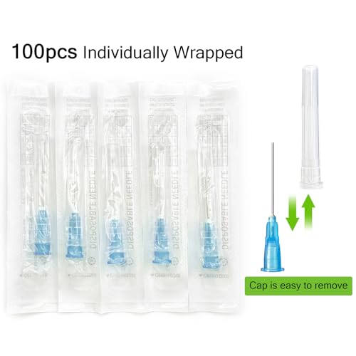 Image of 100Pack 23 Gauge 1 inch Needles Luer Lock Refilling Ink | Individually Packaged