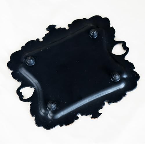 Image of Funly mee 8 x 7 inches Antique Trinket Dish Vintage Jewelry Tray, Ring Holder (Black & Gold, M)