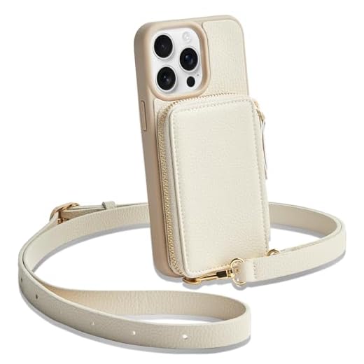 ZVE iPhone 13 Pro Max Wallet Case Crossbody, Zipper Phone Case with RFID Blocking Card Holder Wrist Strap Purse Cover Gift for Women for iPhone 13 Pro Max (6.7 inch, 2021)- Beige