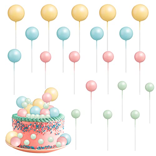Lot de 20 décorations de gâteau en forme de ballon coloré en mousse pour décoration de gâteau pour anniversaire, mariage, fête prénatale, fête par HIMM Cover