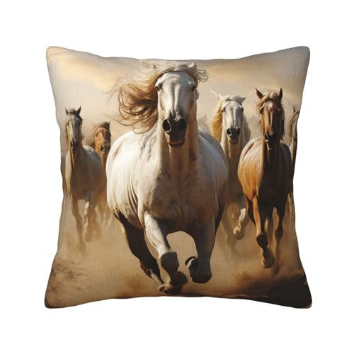 Housse de coussin velours côtelé chevaux de qualité supérieure pour lit et canapé