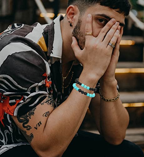 Sonnyx 12Pcs Beaded Bracelet For Men Women 8Mm Adjustable Lava Rock Stone Bracelet Essential Oil Anxiety Aromatherapy Bracelets Jewelry Gifts(Adjustable) #TOP3