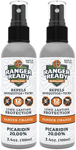 Ranger Ready Picaridin 20% Tick & Insect Repellent, Ranger Orange Scent Deet-Free Bug Spray, Travel Size 3.4 Oz. (Pack of 2)