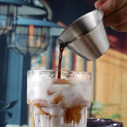 Image of 2 Pcs Espresso Cup, 100ml Stainless Steel Measuring Cups for Kitchen, Precise Measurement Tool for Coffee and Oils, Barista Essentials
