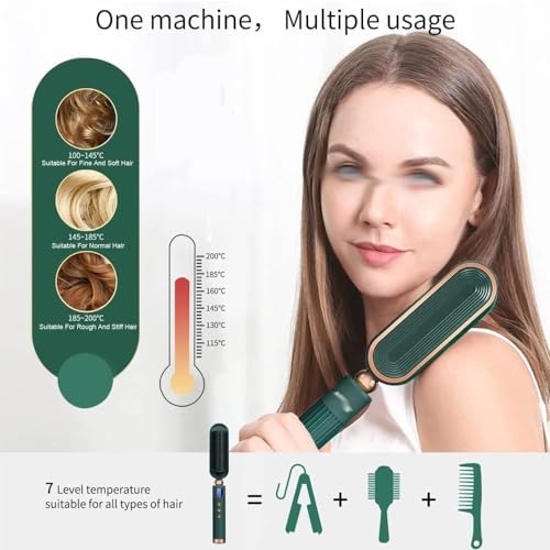 Plancha para el Cabello en Forma de Peine con 7 Niveles de Temperatura, Tecnología de Iones Negativos, Cerámica, 220 V miniatura 3