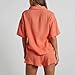 2 Piece Sets for Women Loungewear Casual Short Sleeve Lapel Button Shirts and Shorts Tracksuit Matching Outfit 2025 Orange
