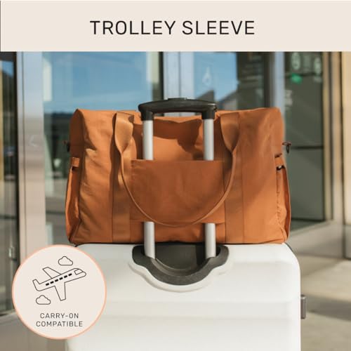 Image of Jadyn Austin Carry-On Travel Duffel Bag for Women, 18 inch Weekender Bag with Laptop Sleeve, Durable Material, and Trolley Sleeve, Ideal for Work, Gym, and Overnight Trips, Terracotta, 23L