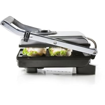 DOMO DO9135G Kontaktgrill - Edelstahl - Ideal zum Grillen von Paninis, Toasts, Fleisch, Fisch und Gemüse - Teflon-Antihaftbeschichtung - 2000 W – Bild 7