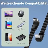JSADZKJ 90 Grad USB C Kabel, Typ C Stecker auf Stecker, Unterstützt Daten und Aufladen Nach Oben/Unten Abgewinkelt, Kurzes Ladekabel für USB-C-Geräte – Ansicht 7