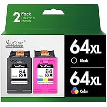 64XL Ink Cartridge Combo Pack for HP Ink 64 HP64 HP64xlblack and Color Combo Pack Works for HP Envy Inspire 7955e 7958e 7255e Photo 7155 7858 7155 7100 7800 7900 7855 6222 Tango Black Color, 2Pack