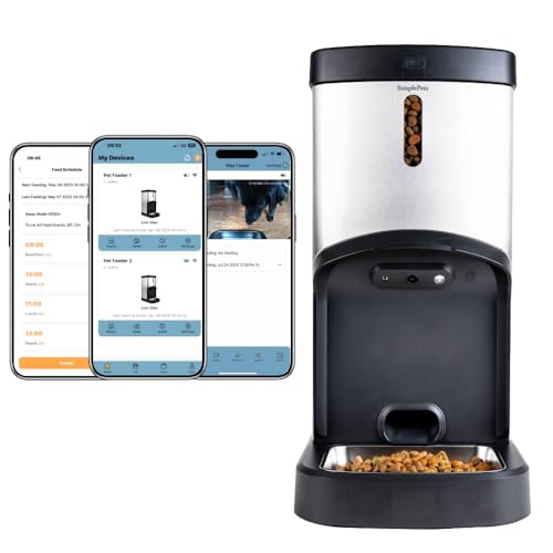 SMARTFeeder SPSF17-SS Large Capacity Automatic Dog Feeder – Stainless Steel Food Dispenser with WiFi App, Scheduled Feedings, Portion Control, HD Camera, Speaker & Microphone