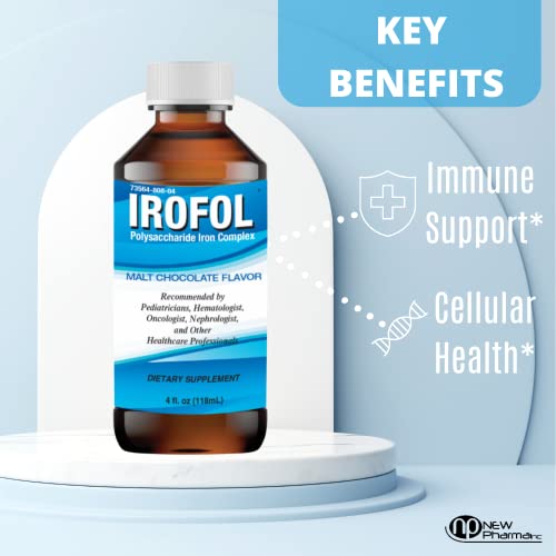Irofol High Potency Liquid Iron Dietary Supplement | Iron For Kids And Adults | Iron Supplement For Women And Men | Malt Chocolate Flavor | 4 Fl Oz (118 Ml) | 100Mg Polysaccharide Iron Complex For Anemia Iron Deficiency And Energy Support | Sugar Free Alcohol Free | #TOP1