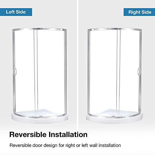 Ove Decors Breeze 32 In. Corner Shower Sliding Door, With Included Base, Clear Glass And Chrome Finish #TOP5