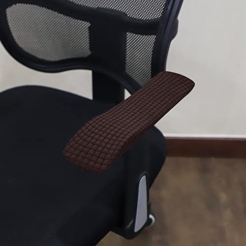 Image of FORCHEER Office Chair Armrest Covers Stretchable Water Resistant Spandex Stretch Jacquard Elastic Band Computer Office Chair Arm Pad Covers Chair Slipcover for Desk Chairs Arm 2P-Dark Brown