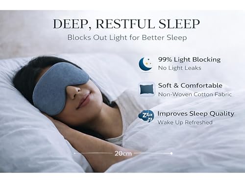 Image of Eye Sleep Mask for Men & Women, Soft Light Blocking Mask with Adjustable Strap, Falalin Non-Woven Cotton Fabric, Comfortable Travel Eye Cover for Home, Flight, Relaxation