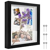 TouYinger シャドーボックスフレーム 11x14、記念品や結婚式の思い出、工芸品、チケット、写真用のディスプレイケースボックス(黒、11x14)