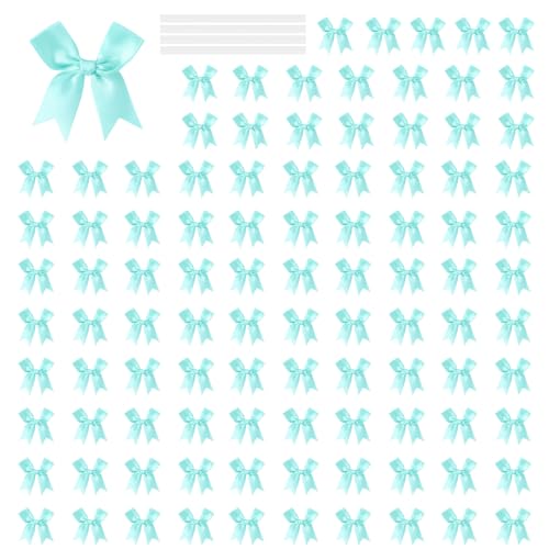 100Pcs 8cm Polyester Ribbon Bowknot Gift Packaging Bowknot Ornament for Baby Showers Wedding Birthday Valentine's Day Gift Wrapp