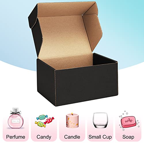Poever Shipping Boxes 6X4X3 Inches Black Small Mailing Boxes 25 Pack Cardboard Corrugated Box Mailers #TOP4