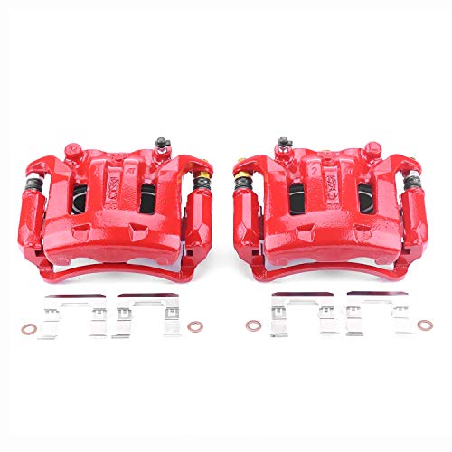 PowerStop Front Red Powder Coated Brake Caliper Pair For Nissan Frontier 2003-04 | Nissan Xterra 2000-04 - High Temp Brake Caliper Upgrade, S2638