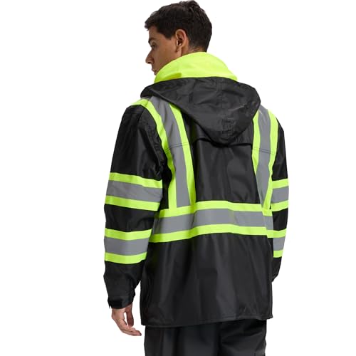 SRsafety High Visibility Rain Gear, Class 3 High Visibility Work Rain Gear for Men, Construction Rain Suits