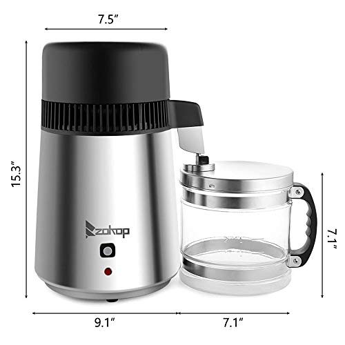 750W Countertop Water Distiller with Glass Container, Stainless Steel Interior, Ideal Distilled Water Purifier for Home Use - Image 2