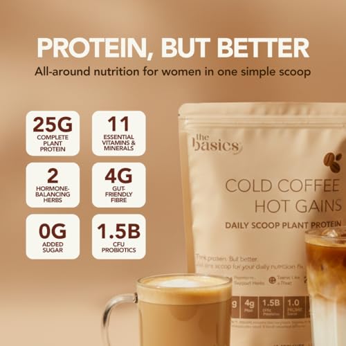 Image of Daily Scoop Plant Protein for Women, 25 g Vegan Protein with Vitamins & Herbs, Coffee Flavor, 500 g (Pack of 2)