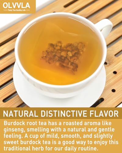 Image of Olvvla - Premium Burdock Root Tea - 2.5g X 60 Count - 100% Pure Natural Burdock Herbal Tea bags - Caffeine-free Burdock Tea - Help to Detox & Digestive Support