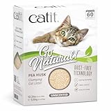 Catit Go Natural Unscented Pea Husk Clumping Cat Litter, Deodorising, 99.9% Dust-Free, Fast Clumping Cat Litter, Plant-Based Litter for Cats & Kittens, 5.6kg