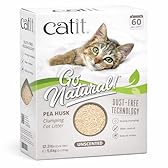 Catit Go Natural Pea Husk Clumping Cat Litter, Unscented, 5.6 kg, Dust Free & Lightweight Cat Litter, Easy to Scoop, Litiere Pour Chat