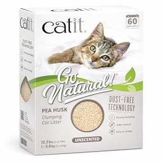 Catit Go Natural Pea Husk Clumping Cat Litter, Unscented, 5.6 kg, Dust Free & Lightweight Cat Litter, Easy to Scoop, Litiere Pour Chat