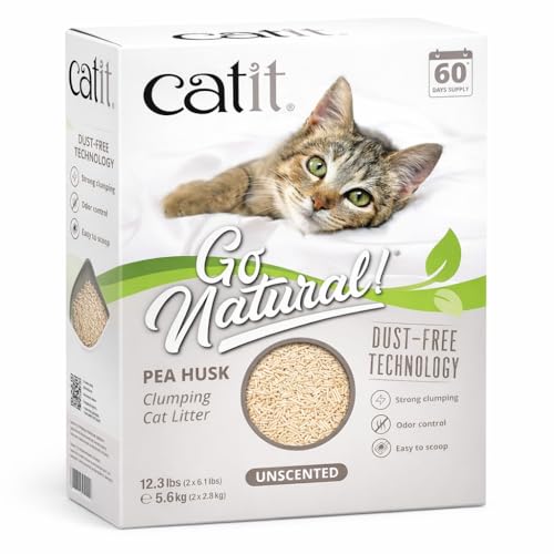 Arena para Gatos Aglomerante de Cascara de Guisante Go Natural, Sin Aroma