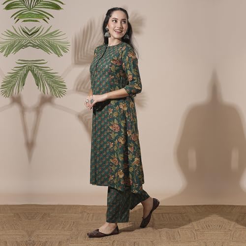 Image of Globus Women Kurta Set (GS572443 Green S)