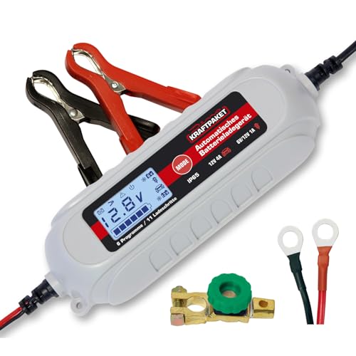 Bundle aus Dino KRAFTPAKET, 4A-6V/12V intelligentes Batterieladegerät, KFZ-Ladegerät, Erhaltungsladegerät, mit Desulfator und Batterie Trennschalter Poltrenner Batterietrenner für Auto, Motorrad, Boot