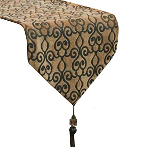 Funytine 32 x 200cm Velvet Long Satin Table Runner for Wedding, Table Runners fit Rectange and Round Table Decorations for Birthday Parties, Banquets, Graduations,(Blue 5 PCS + Coffee 5 PCS),10 PCS