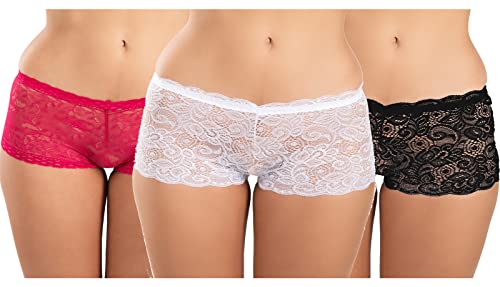 Image of FIMS - Fashion is my style Cotton Lycra Net Boy Short Panty for Womens, Mid Rise, Satin, Hipster Panties, Daily Use, Back and Front Coverage, Brief, See Main Image to Check How Many Panty You Will Get