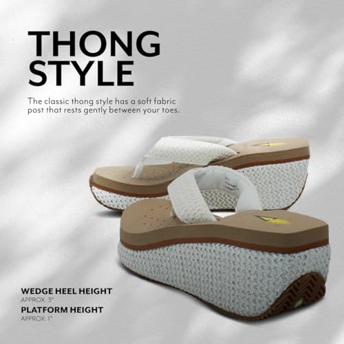 Image of Volatile Island Wedge Sandals for Women Featuring Slip-On Thong Platform Style with EVA Insole and Rubber Outsole