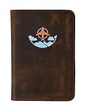 Passport Holder Wallet Cover, Genuine Handmade Leather RFID Blocking Passport Travel Card Case Travel Document Organizer Travel Accessories Leather Passport Wallet for Men and Women (Teak Brown)