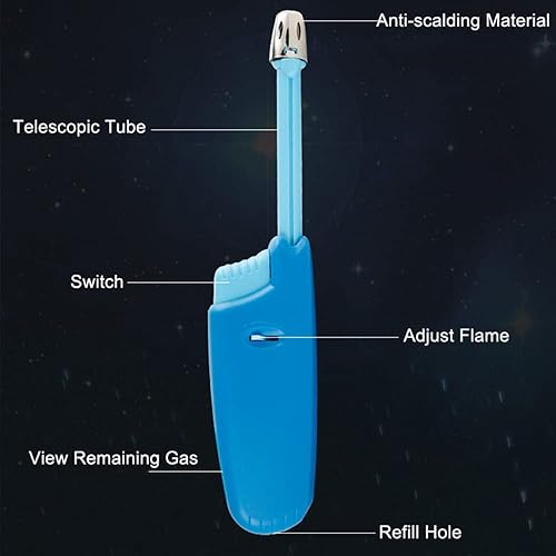 Miniatura 3 de Navpeak Encendedor de velas de cuello largo ajustables, encendedor de gas butano, encendedor de plástico recargable, encendedor de cocina (paquete