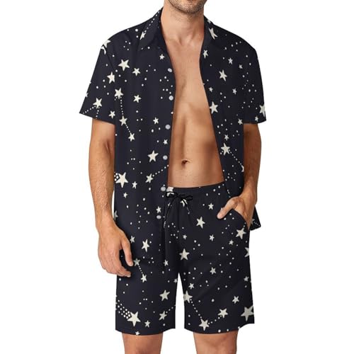 Chemise Hawaïenne Hommes Galaxie Ciel Étoilé Ensemble Short Pantalon Plage
