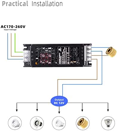 DUSKTEC LED Driver 12V 60W LED Transformer, Slim LED Power Supply AC 240V to 12V DC 5A, Constant Voltage Adapter for LED Strip Cabinet Lights or G4 MR11 MR16 LED Light Bulbs