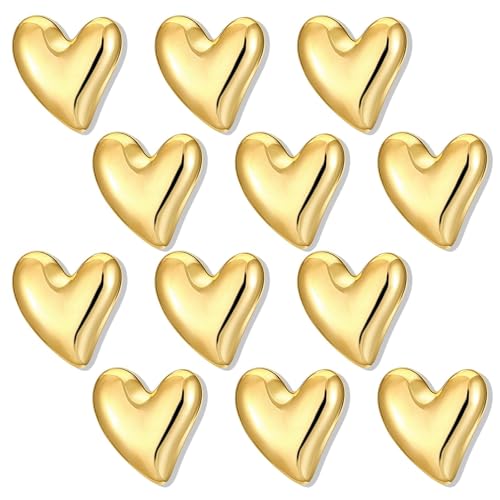 Imanes decorativos de refrigerador corazón dorado 12 pcs
