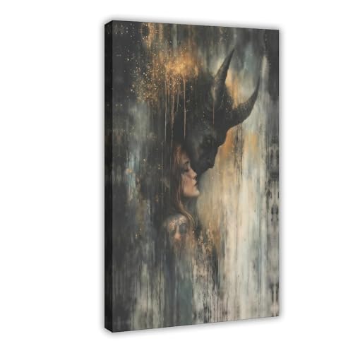 Mystical Gothic Demon Lover Wall Art, Dark Enchanted Fantasy Wall