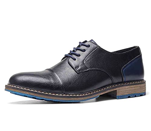 Men's Dress Shoes Classic Formal Oxford For Men Cap Toe Business Casual Lace Up Oxfords Shoes Black #TOP13