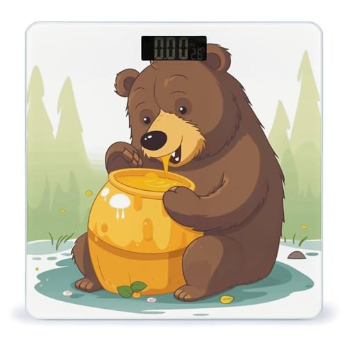 Báscula Digital de Baño Bear Eats Honey 400 lb vidrio templado miniatura 1