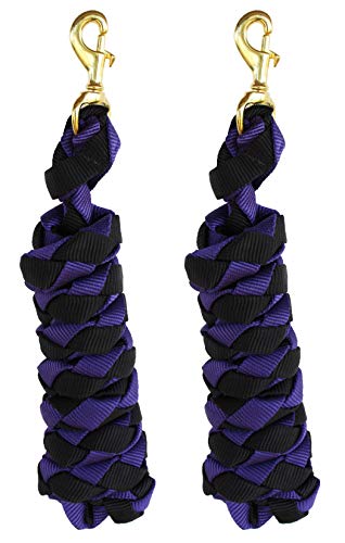 CHALLENGER Lot of 2 Horse Flat Braided Nylon Webbed Lead Rope Swivel Snap 60571 60571