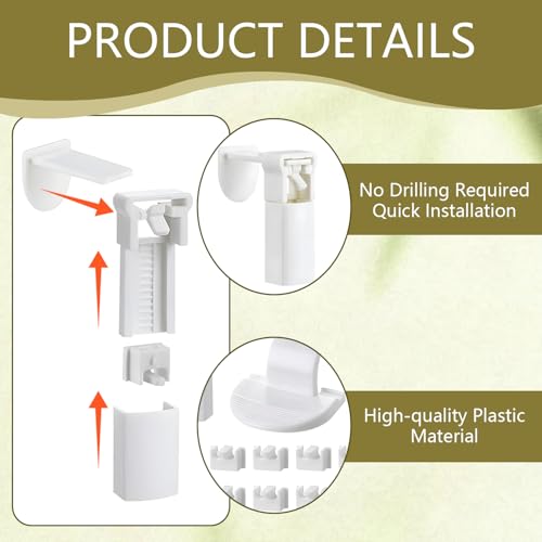 8 Kit 48 Stück Plissee Ersatzteile Set, Ersatzteile Klemmträger Leichtgewicht Verstellbare Pliseehalter Klemmträger Plissee Klemmfix Halterung Ohne Bohren Klemmfix Halterung für Fensterläden Jalousien