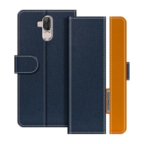 UOGNADGD Lederhülle Kompatibel mit Ulefone Power 3 Klappbares Portemonnaie-Hülle mit Magnetverschluss Ständer & Kartenfächern stoßfestem Schutz (Blau)