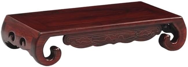 Bonsai Pedestal Vase Pedestal Stands Rectangular Vase Base Bonsai Teapot Buddha Statue Ornaments Solid Wood Carved Wooden Bracket Planter Stand Plant Holder