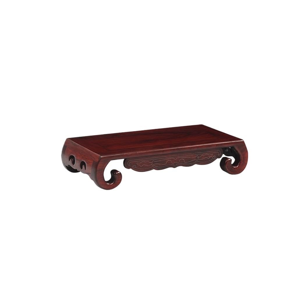 MPOPO Bonsai Pedestal Rectangular Vase Base Bonsai Teapot Buddha Statue Ornaments Solid Wood Carved Wooden Bracket Vase Display Stands Pedestal Base