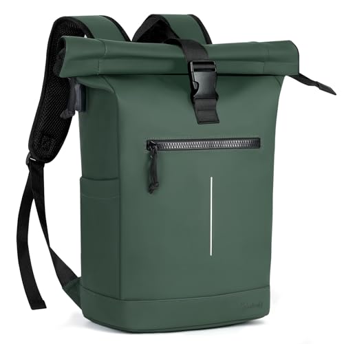 Lekeinchi Mochila Enrollable para Hombre Mujer,Mochila Ordenador Portátil 17 Pulgadas,Impermeable Casual Mochila Bicicleta,Grande y Moda Mochila Viaje,para Viajes,Ciclismo,Escuela, Verde Oscuro XL